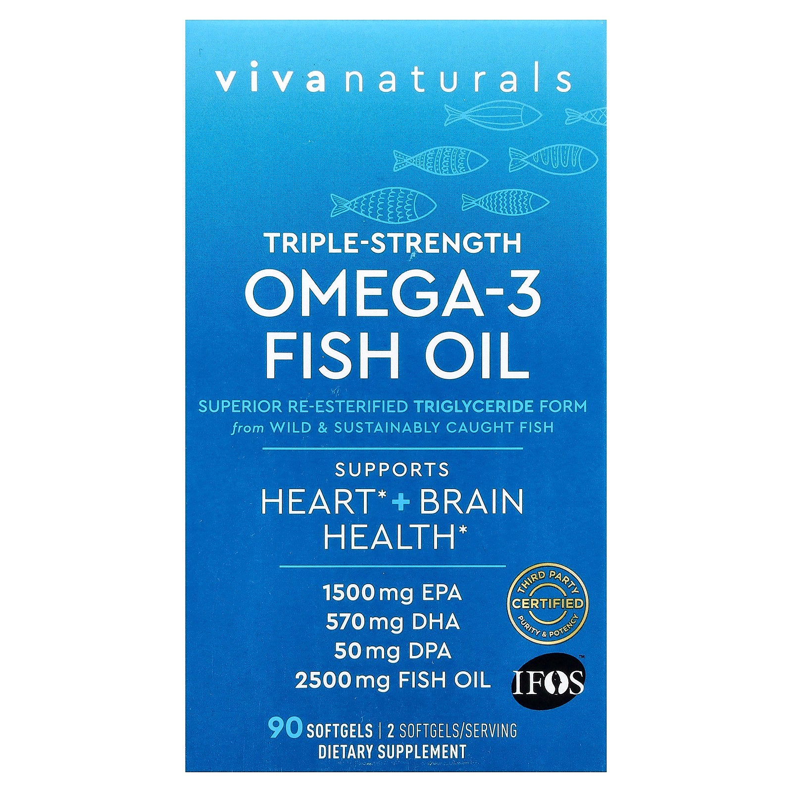 Viva Naturals, Omega-3 Fish Oil, Triple Strength, 2,500 mg, 90 Softgels
