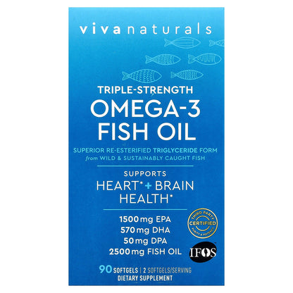 Viva Naturals, Omega-3 Fish Oil, Triple Strength, 2,500 mg, 90 Softgels