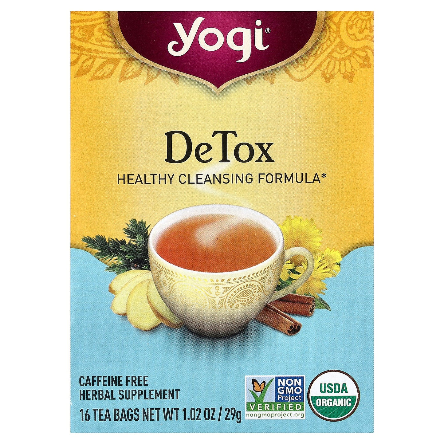 Yogi Tea, DeTox, Caffeine Free, 16 Tea Bags, 1.02 oz (29 g)