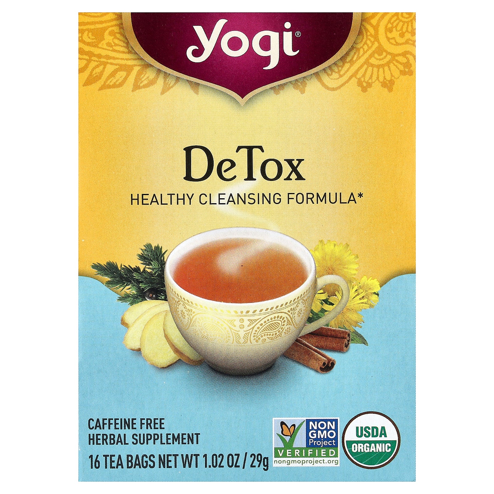 Yogi Tea, Detox, Caffeine Free, 16 Tea Bags, 1.02 oz (29 g)