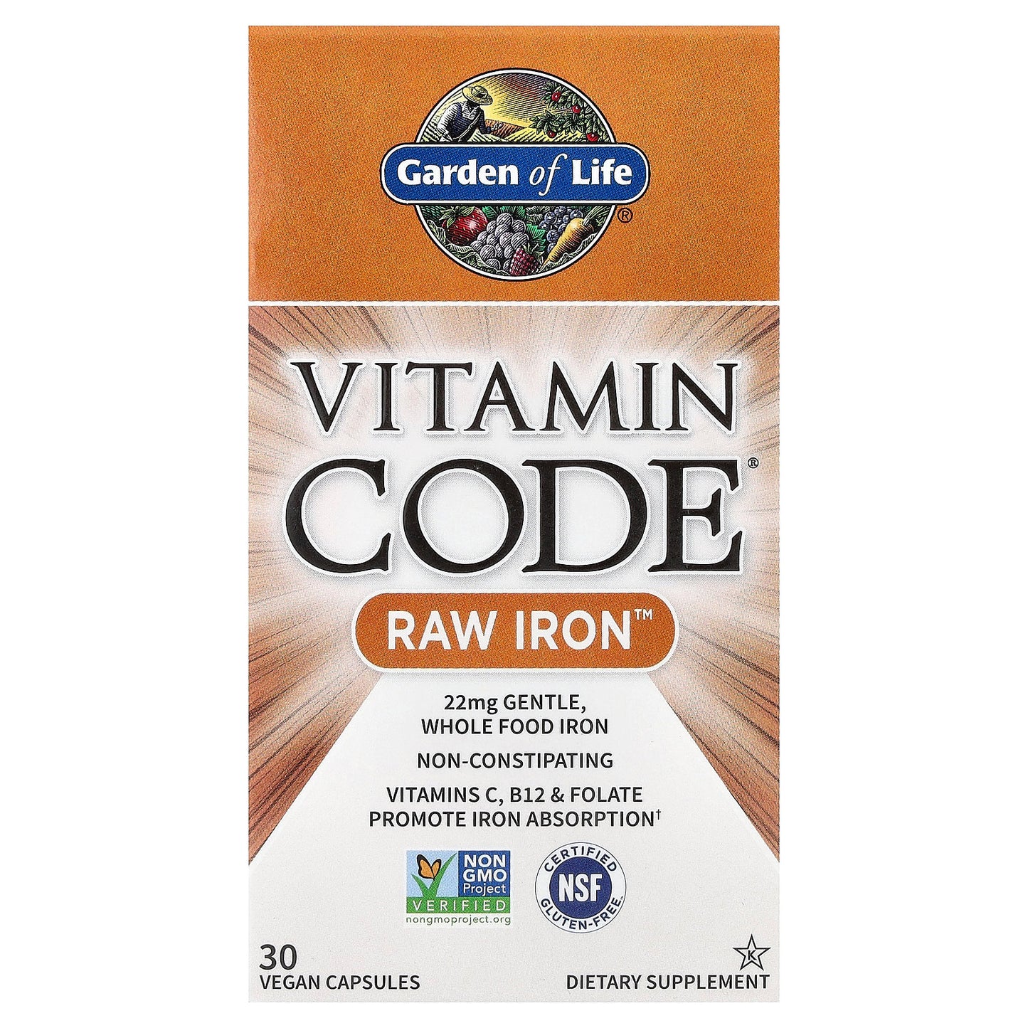 Garden of Life, Vitamin Code®, RAW Iron™, 30 Vegan Capsules
