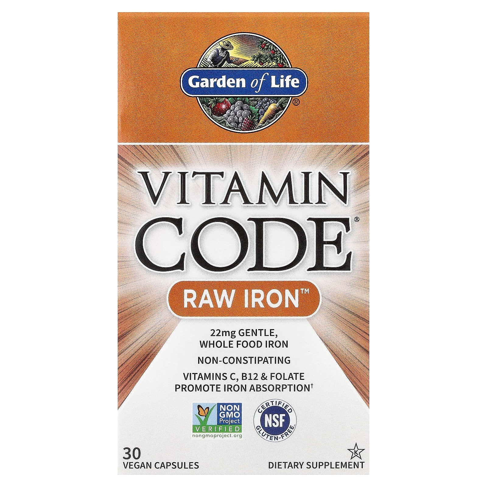 Garden of Life, Vitamin Code®, RAW Iron™, 30 Vegan Capsules