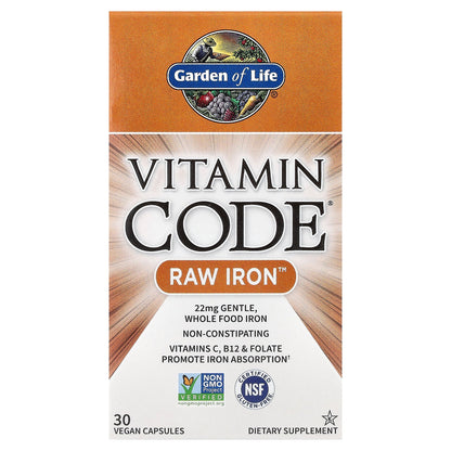 Garden of Life, Vitamin Code®, RAW Iron™, 30 Vegan Capsules