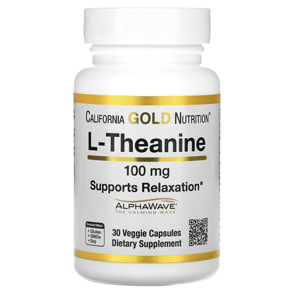 California Gold Nutrition, L-Theanine, Featuring AlphaWave, 100 mg, 30 Veggie Capsules