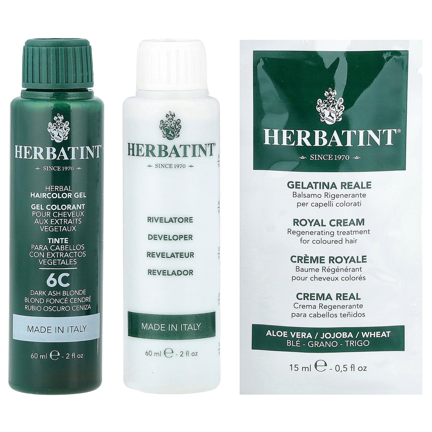Herbatint, Permanent Haircolor Gel, 6C Dark Ash Blonde, 4.56 fl oz (135 ml)