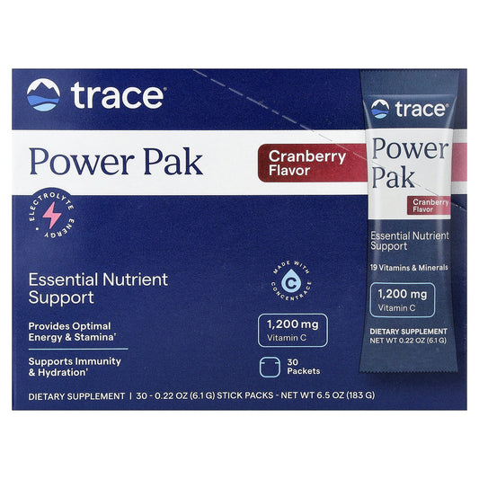 Trace, Power Pak, Cranberry, 30 Packets, 0.22 oz (6.1 g) Each