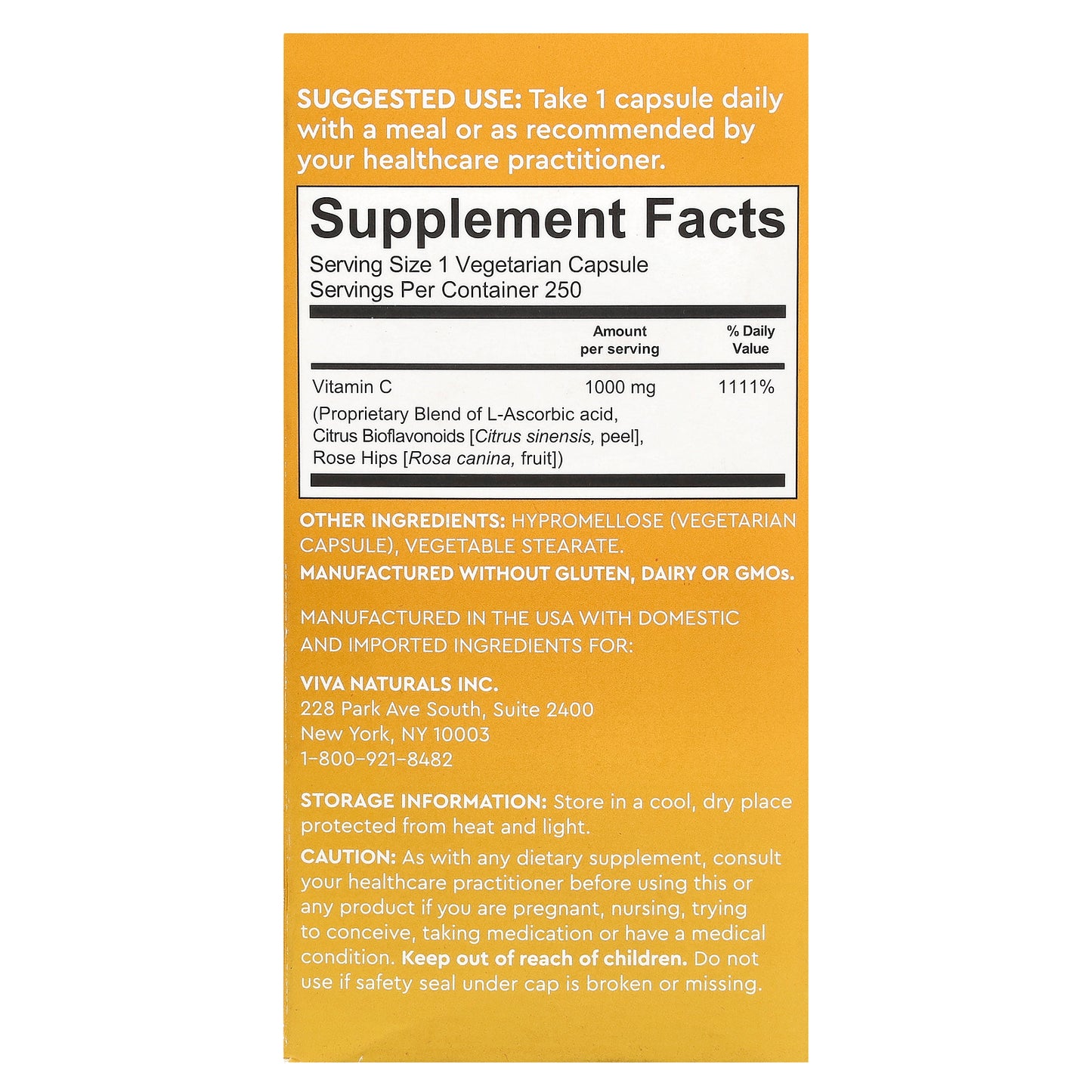 Viva Naturals, Vitamin C, 1,000 mg, 250 Veggie Capsules