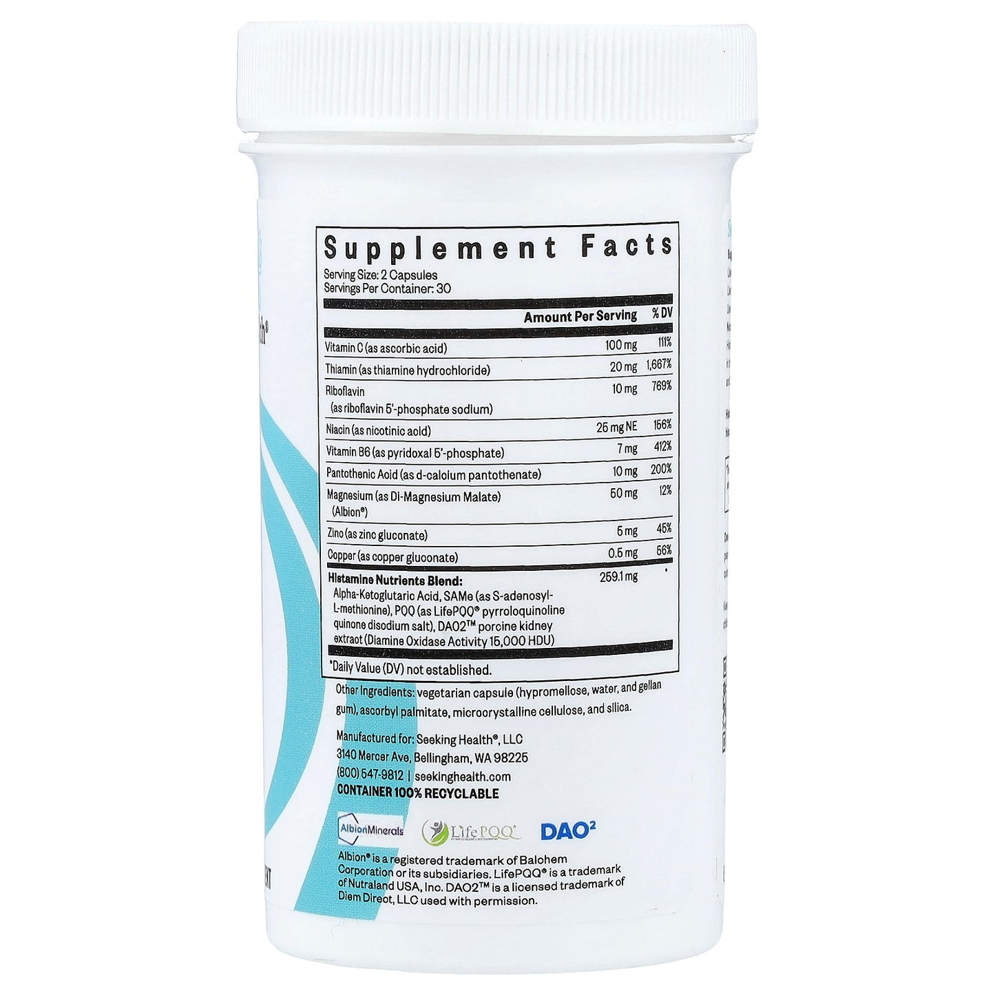 Seeking Health, Histamine Nutrients, 60 Capsules