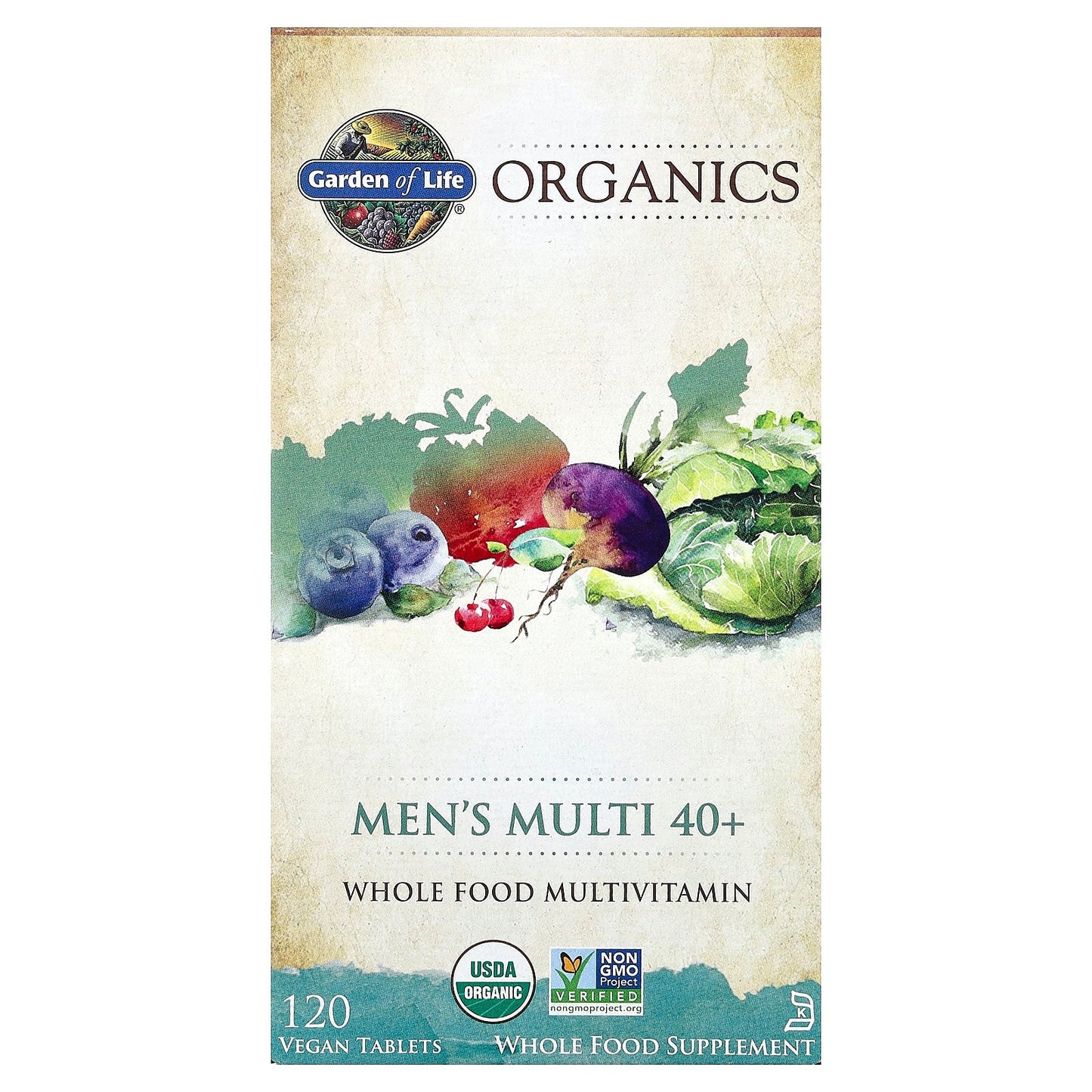 Garden of Life, Organics, Men's Multi 40+, 120 Vegan Tablets