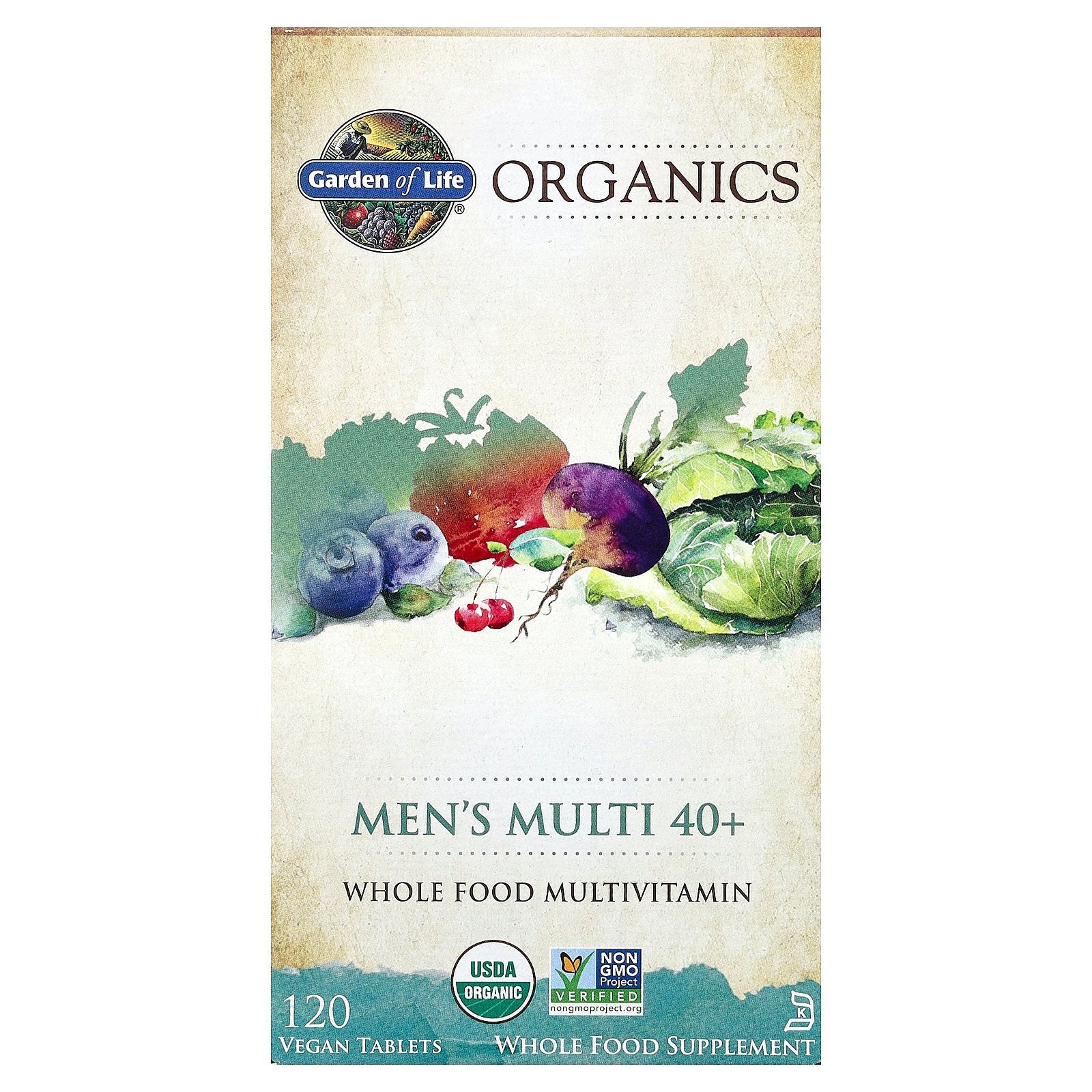 Garden of Life, Organics, Men's Multi 40+, 120 Vegan Tablets
