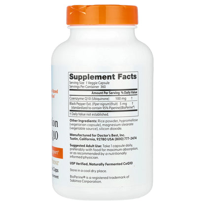 Doctor's Best, High Absorption CoQ10 , 100 mg, 360 Veggie Caps