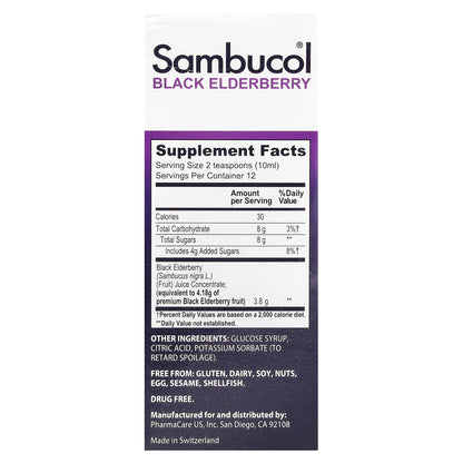 Sambucol, Black Elderberry Immune Syrup, Original Formula, 4 fl oz (120 ml)
