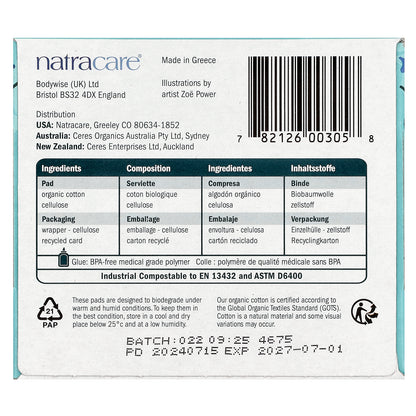 Natracare, Ultra Pads, Organic Cotton Cover, Regular, 14 Pads