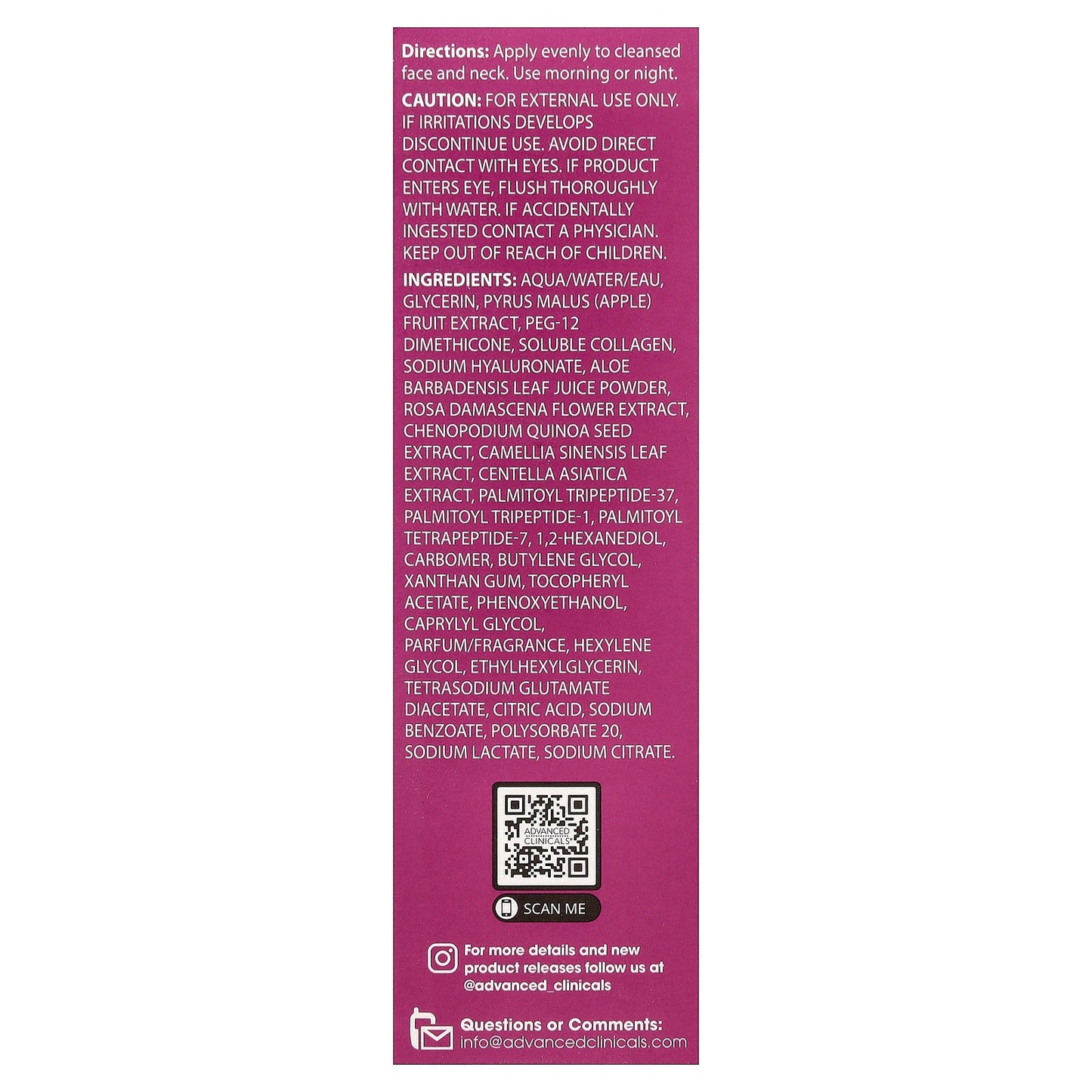 Advanced Clinicals, Multi-Peptide Serum, Anti-Wrinkle Face Serum, 1.75 fl oz (52 ml)