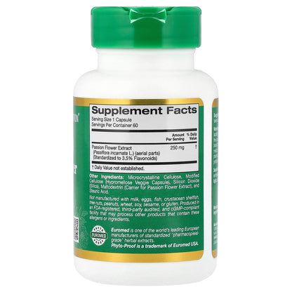 California Gold Nutrition, EuroHerbs™, Passion Flower Extract, Euromed Quality, 250 mg, 60 Veggie Capsules