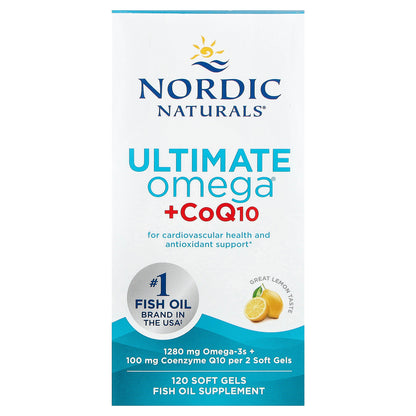Nordic Naturals, Ultimate Omega® + CoQ10, Lemon, 120 Soft Gels