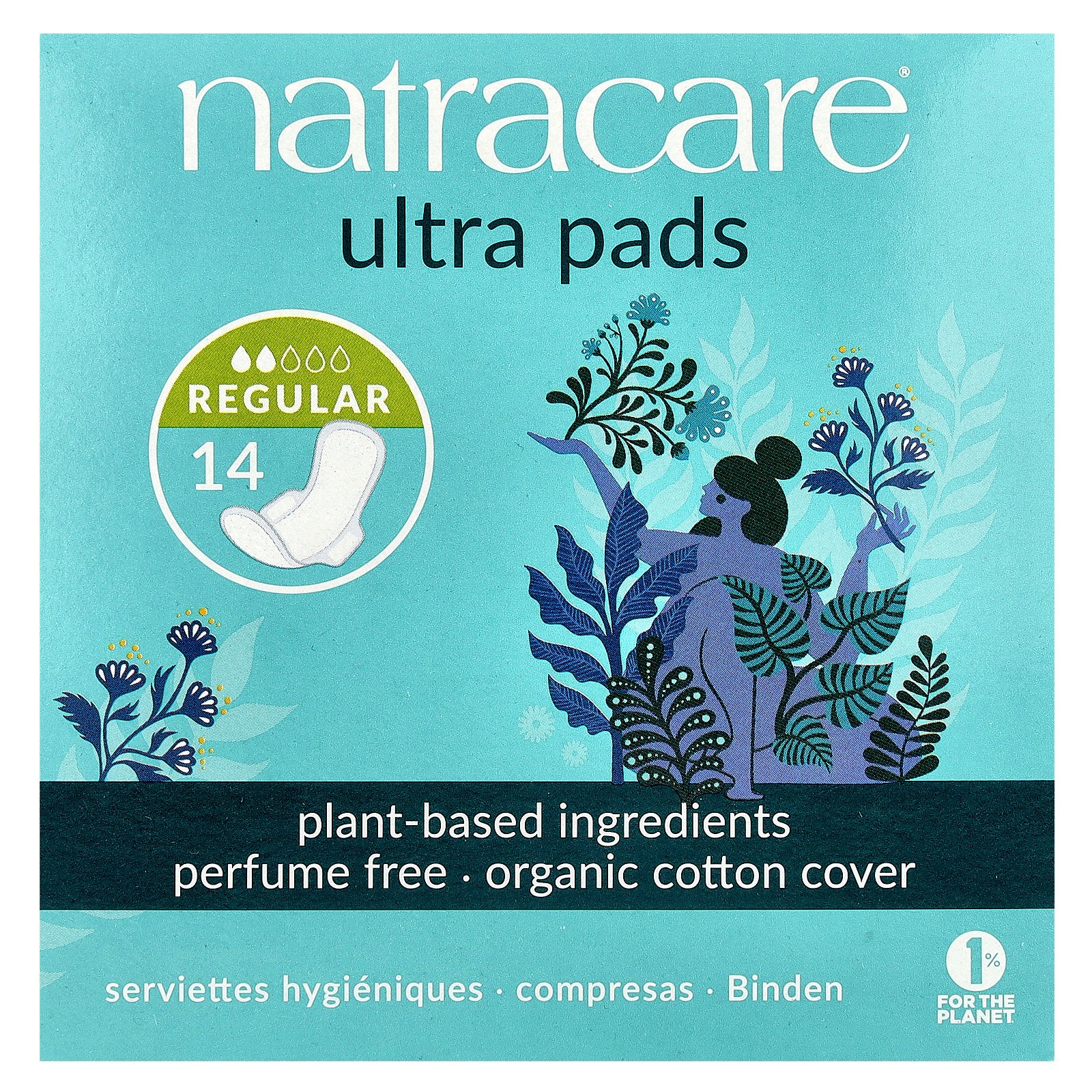Natracare, Ultra Pads, Organic Cotton Cover, Regular, 14 Pads