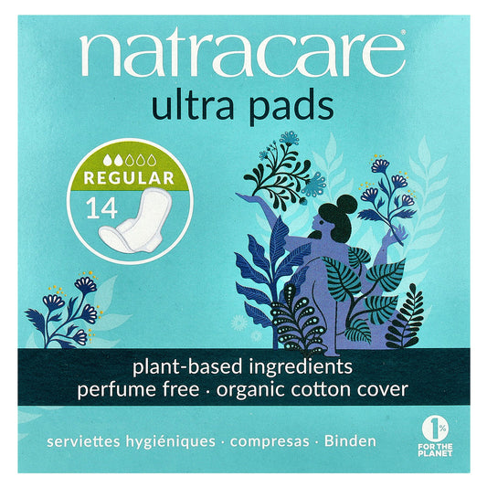 Natracare, Ultra Pads, Organic Cotton Cover, Regular, 14 Pads