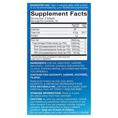 Viva Naturals, Omega-3 Fish Oil, Triple Strength, 2,500 mg, 90 Softgels