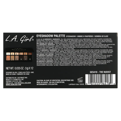 L.A. Girl, Eyeshadow Palette, GES418 The Nudist, 0.42 oz (12 g)