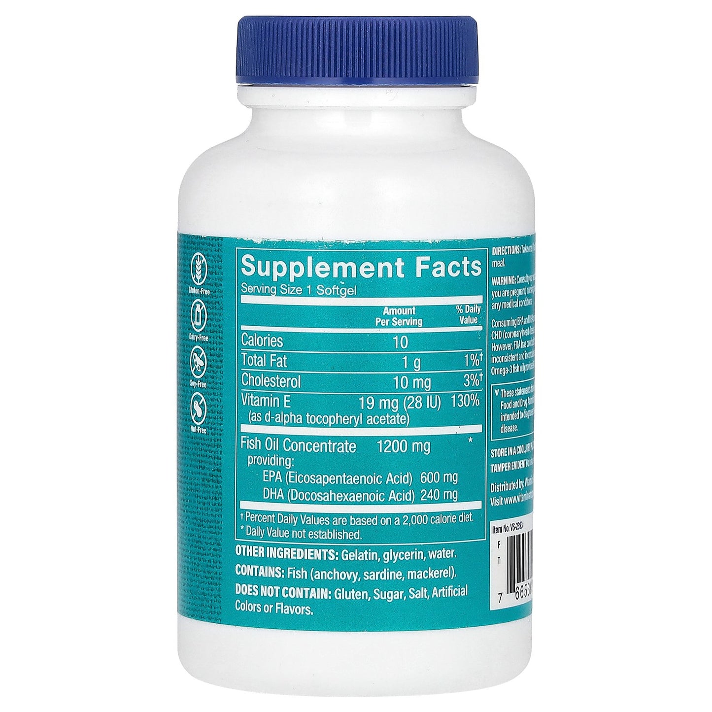 The Vitamin Shoppe, Omega-3 Fish Oil, 60 Softgels