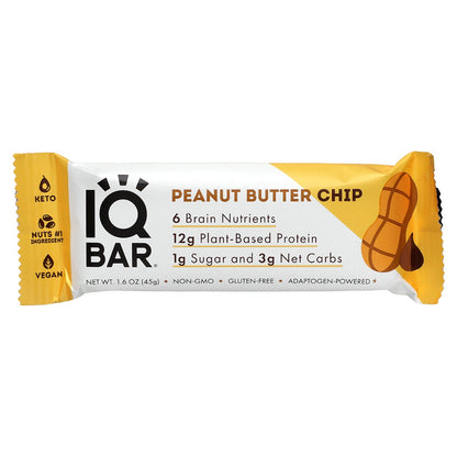 IQBAR, Peanut Butter Chip, 12 Bars, 1.6 oz (45 g) Each