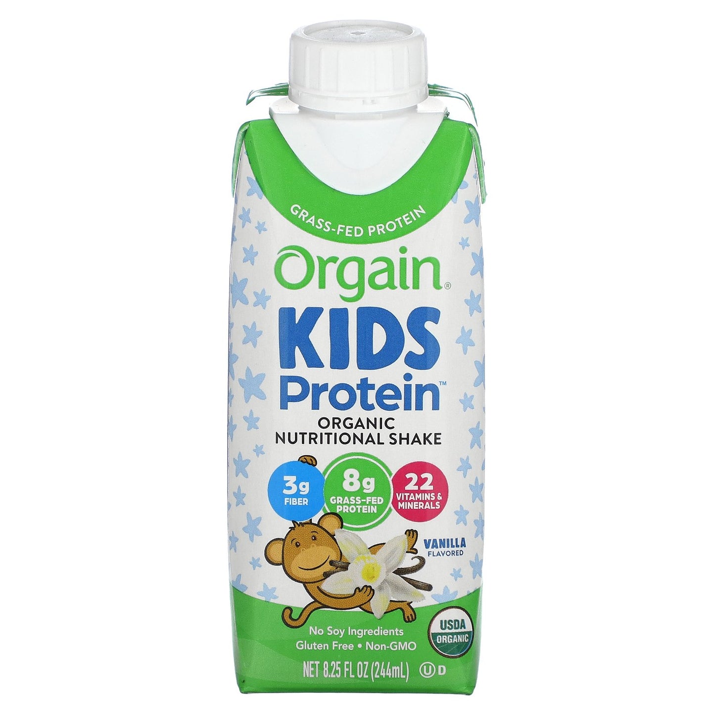 Orgain, Kids Protein, Organic Nutritional Shake, Vanilla, 4 Pack, 8.25 fl oz (244 ml) Each