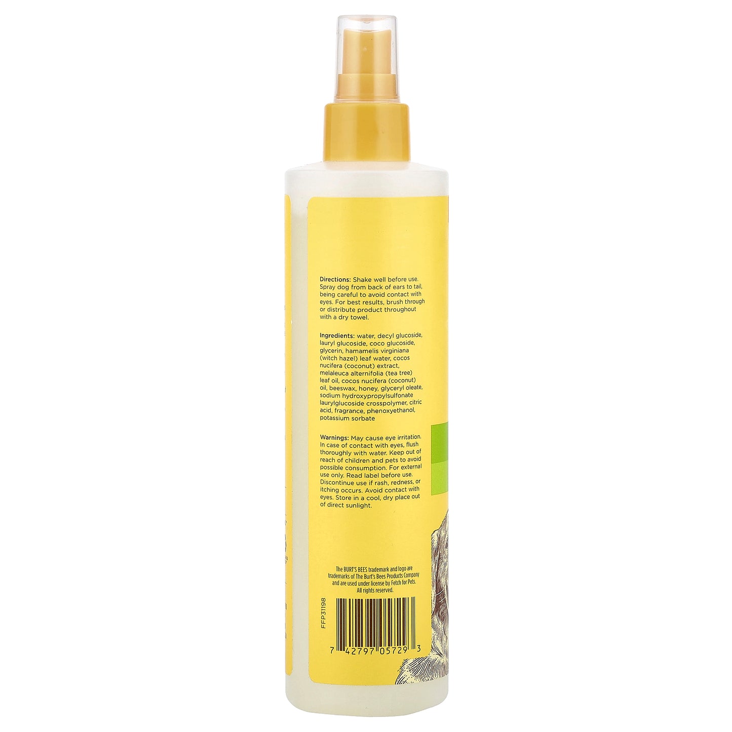Burt's Bees, Deodorizing Spray With Witch Hazel, For Dogs, Lemongrass & Sage, 10 fl oz (296 ml)