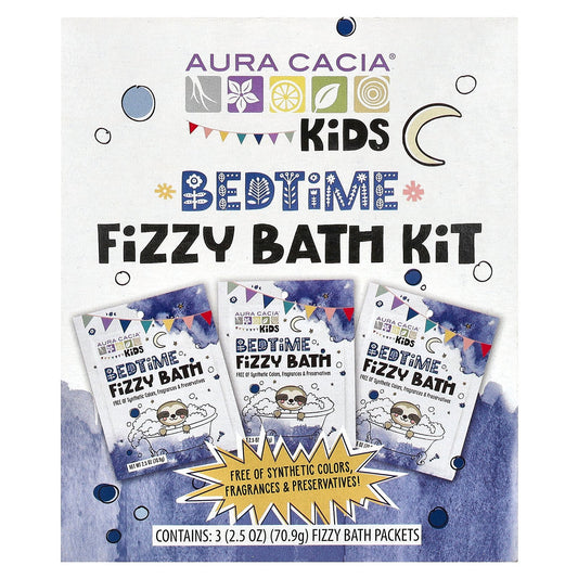 Aura Cacia, Kids, Fizzy Bath Kit, Bedtime, 3 Packets, 2.5 oz (70.9 g) Each