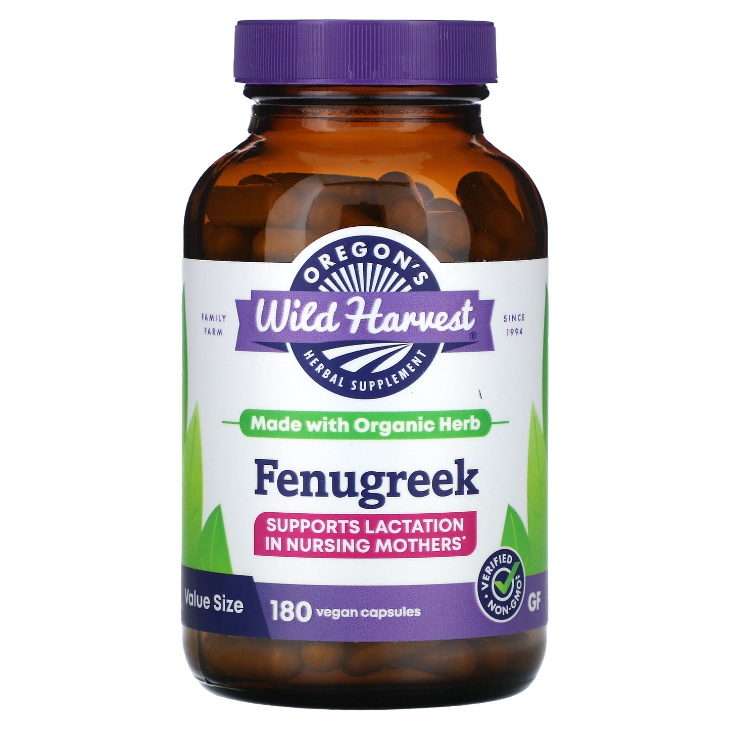 Oregon's Wild Harvest, Fenugreek, 180 Vegan Capsules (500 mg per Capsule)