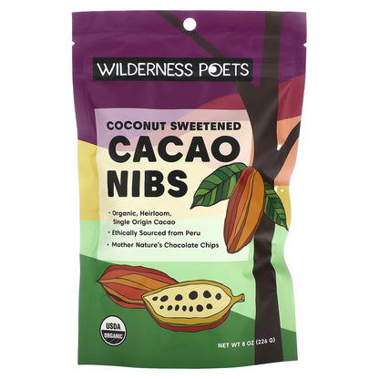 Wilderness Poets, Organic Coconut Sweetened Cacao Nibs, 8 oz (226 g)