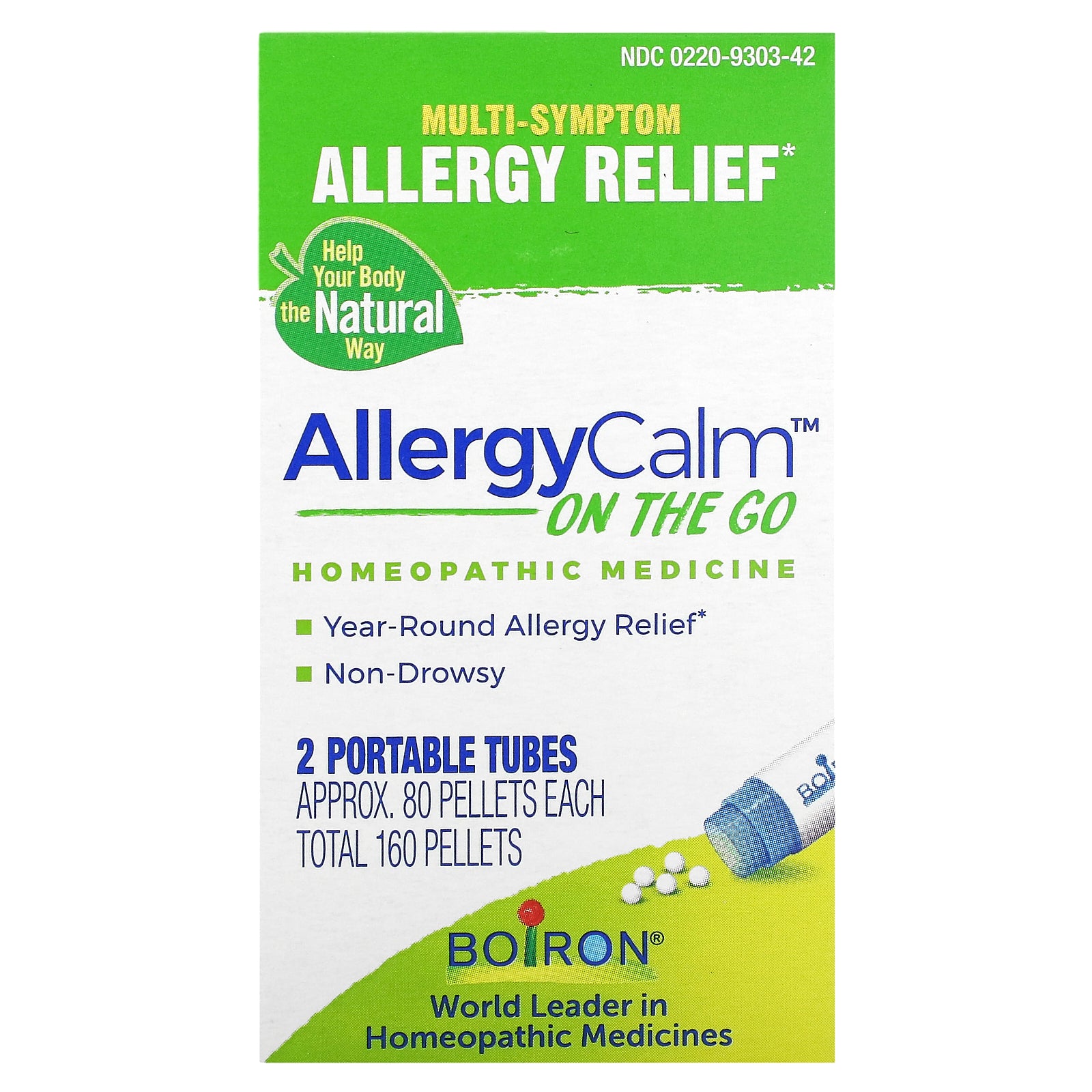 Boiron, AllergyCalm On The Go, 2 Portables Tubes, Approx. 80 Pellets Each