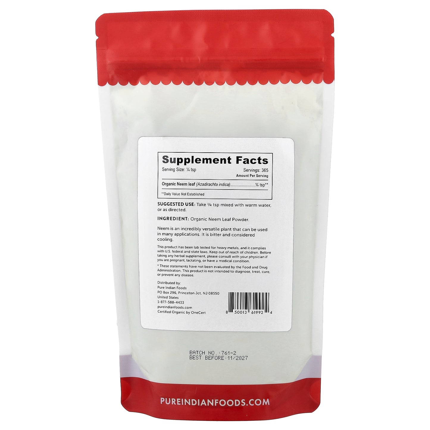 Pure Indian Foods, Organic Neem Leaf Powder, 8 oz (227 g)