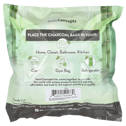 basicConcepts, Bamboo Charcoal, Odor Absorbing Bags, 6 Pack