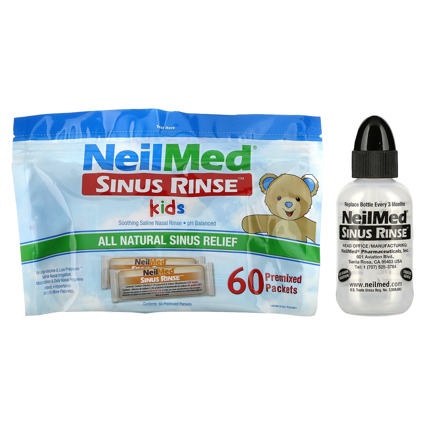 NeilMed, Kids, Sinus Rinse, Ages 2+, 60 Premixed Packets