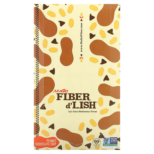 NuGo Nutrition, Fiber d'Lish, Peanut Chocolate Chip, 16 Bars 1.6 oz (45 g) Each