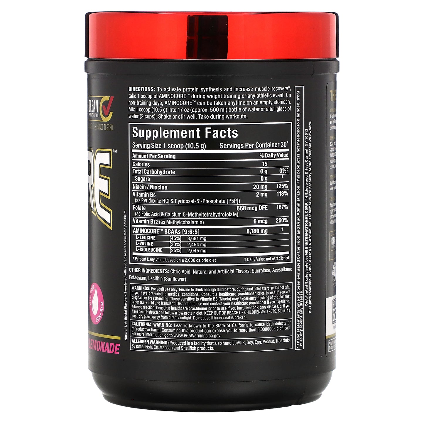 ALLMAX, AMINOCORE™ BCAA, Pink Lemonade, 0.69 lbs (315 g)