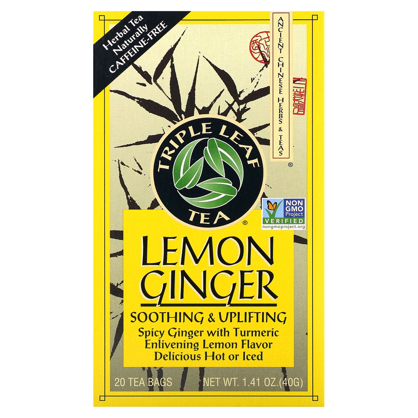 Triple Leaf Tea, Lemon Ginger Tea, 20 Tea Bags, 1.41 oz (40 g)