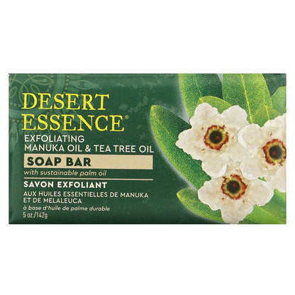 Desert Essence, Exfoliating Manuka Oil & Tea Tree Oil, Soap Bar, 5 oz (142 g)