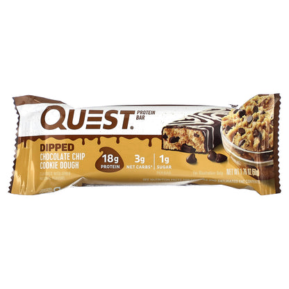 Quest Nutrition, Protein Bar, Dipped Chocolate Chip Cookie Dough, 4 Bars, 1.76 oz (50 g) Each