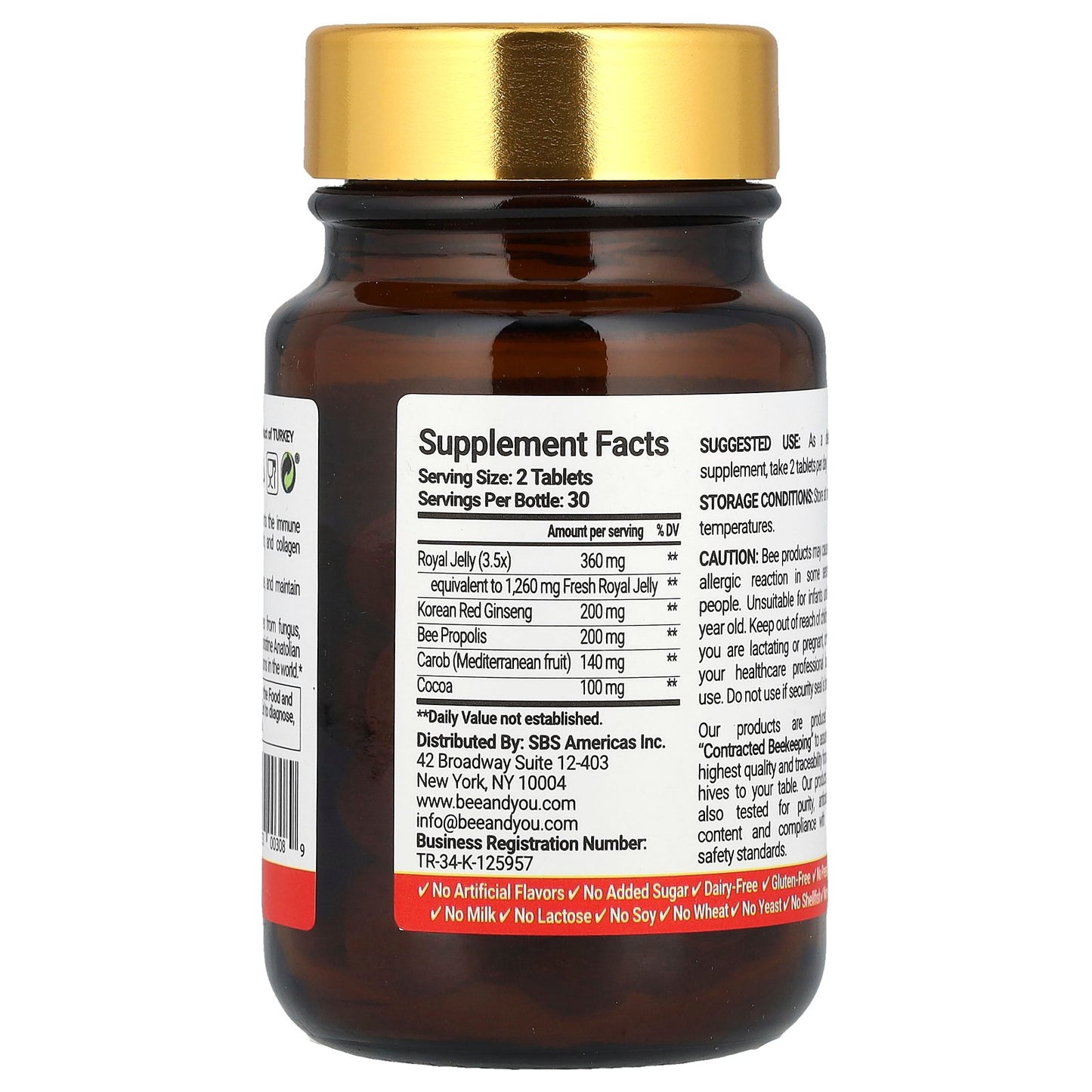 Bee & You, Royal Jelly Ginseng Propolis, 60 Tablets