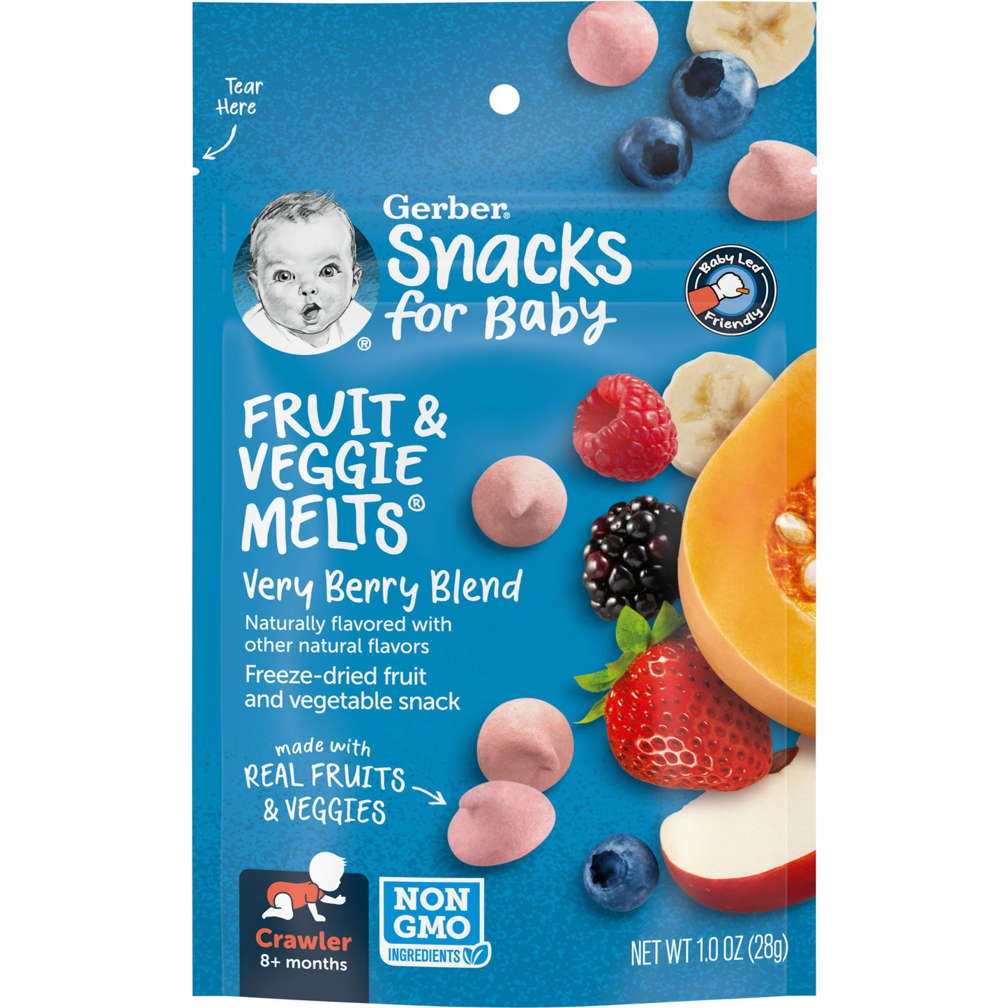 Gerber, Snacks for Baby, Fruit & Veggie Melts, 8+ Months, Very Berry Blend, 1 oz (28 g)