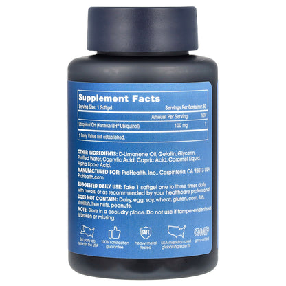 ProHealth Longevity, Ubiquinol CoQ-10, 100 mg, 60 Softgels