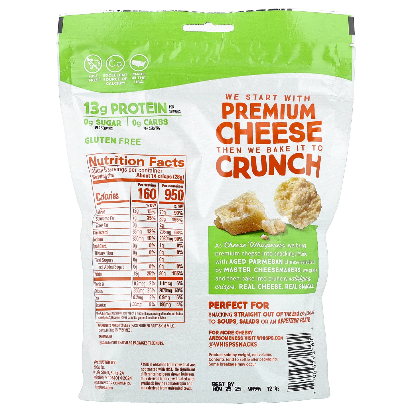 Whisps, Cheese Crisps, Parmesan, 6 oz ( 170 g)
