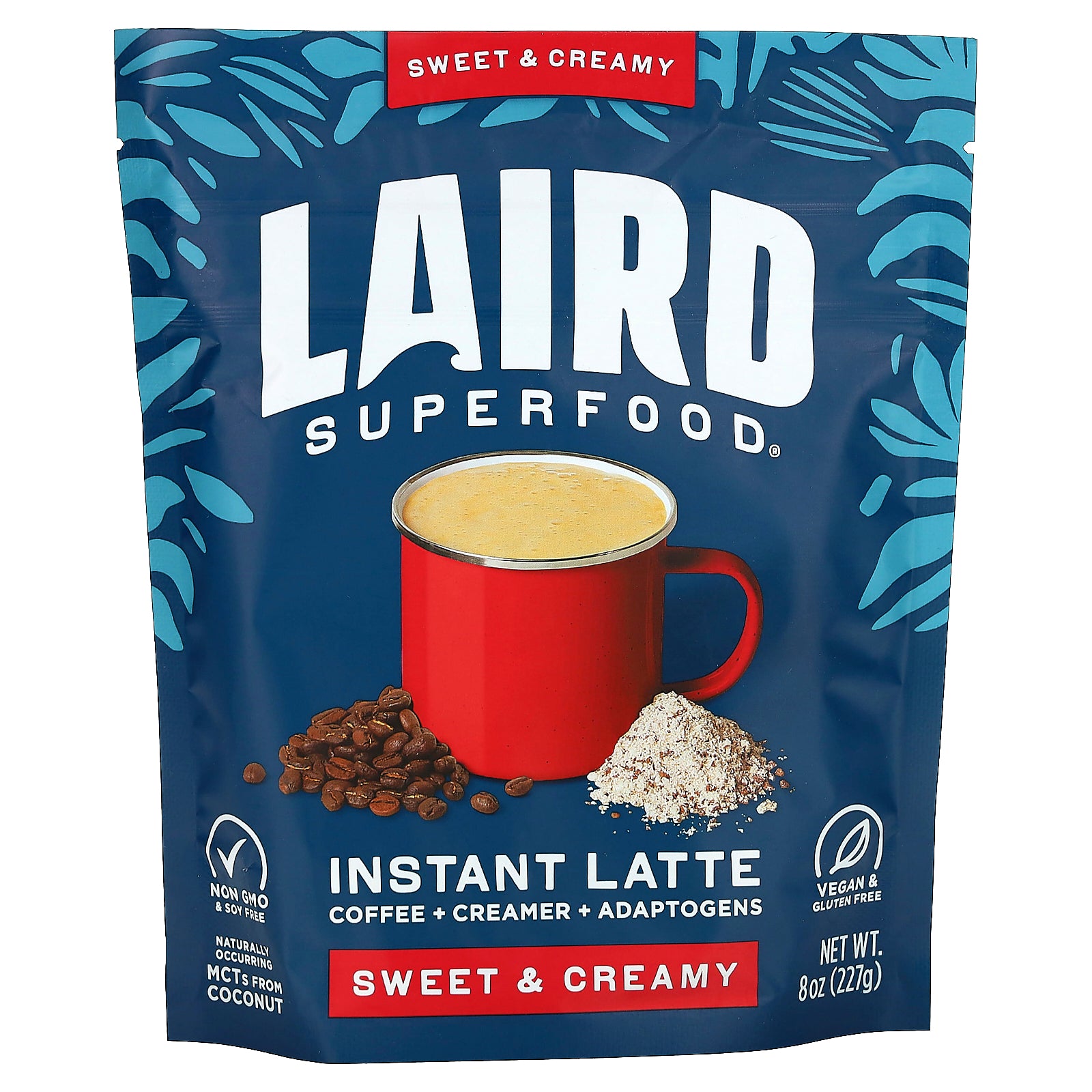 Laird Superfood, Instant Latte, Coffee + Creamer + Adaptogens, Sweet & Creamy, 8 oz (227 g)