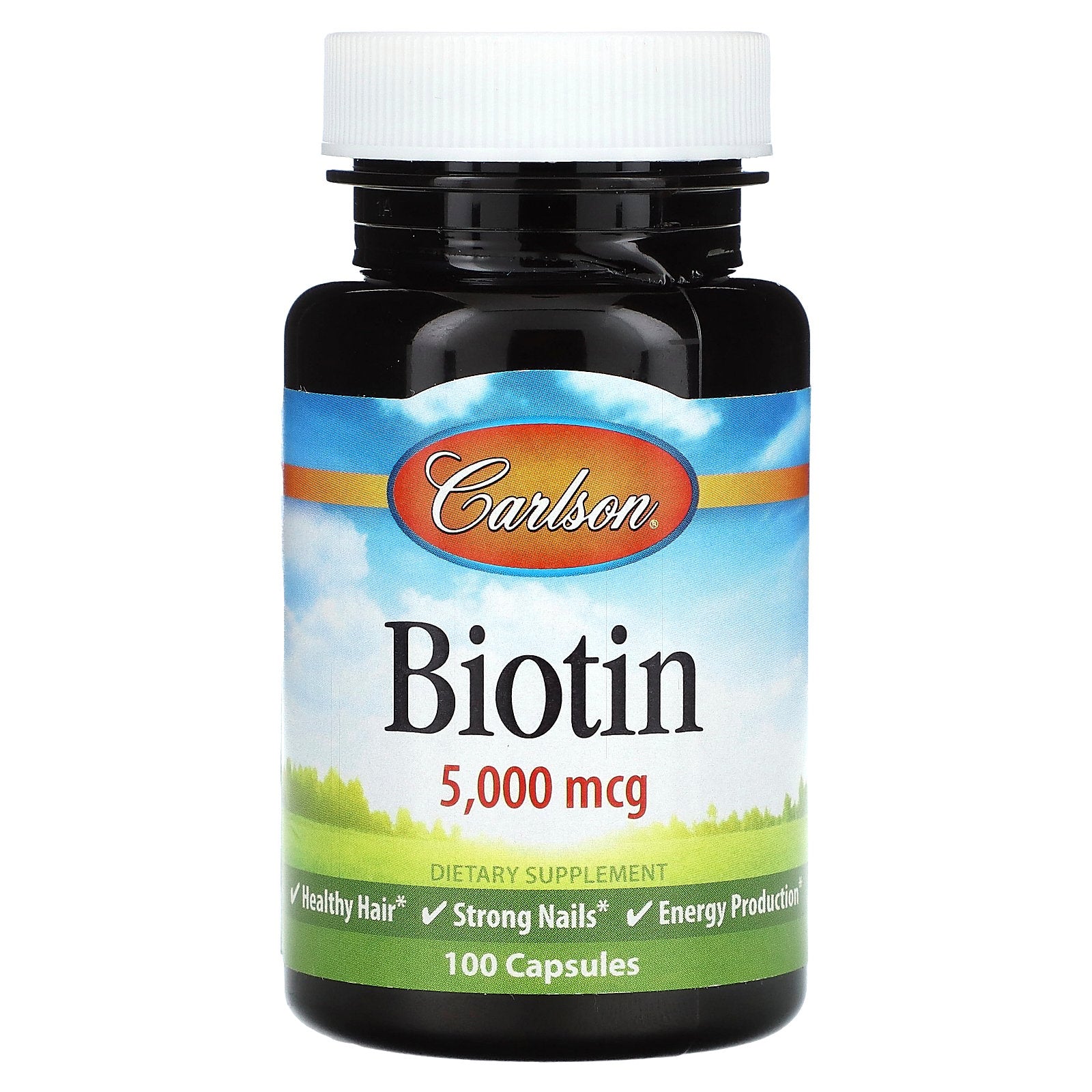 Carlson, Biotin, 5,000 mcg, 100 Capsules