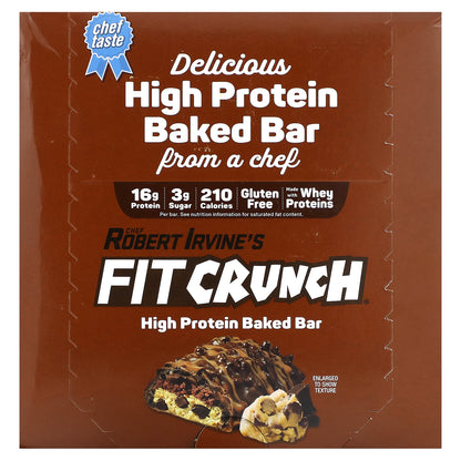 FITCRUNCH, High Protein Baked Bar, Chocolate Chip Cookie Dough, 9 Bars, 1.62 oz (46 g) Each