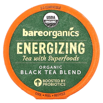 BareOrganics, Energizing, Tea with Superfoods, Black Tea, 12 Cups, 0.18 oz (5 g) Each