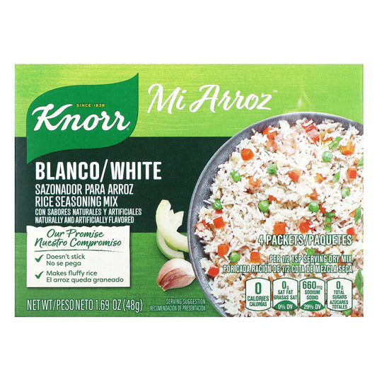 Knorr, Mi Arroz, Rice Seasoning Mix, White, 4 Packets, 1.69 oz (48 g)