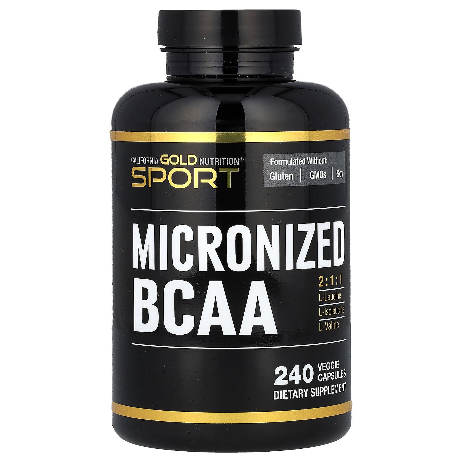 California Gold Nutrition, Sport, Micronized BCAA, Branched Chain Amino Acids, 500 mg, 240 Veggie Capsules (250 mg per Capsule)